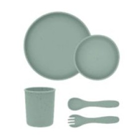 Kikka Boo Feeding Set 5Pcs Platinum Silicone Sage Kikka Boo Feeding Set 5Pcs Platinum Silicone Sage