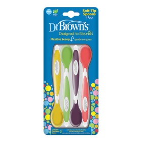 DR. BROWNS SOFT-TIP SPOONS, FLEXIBLE SCOOP 4m+ 4PIECES 