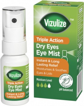 VIZULIZE TRIPLE ACTION DRY EYES EYE MIST 10ML