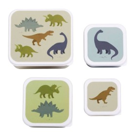 A LITTLE LOVELY COMPANY LUNCH & SNACK BOX SET DINOSAURS 4s