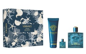 Versace Eros Homme EDT 100ml & Mini EDT 5ml & 150ml Shower Gel Gift...
