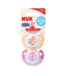 Nuk Peppa Pig Silicone Soothers 6-18m Girl x 2 Pieces
