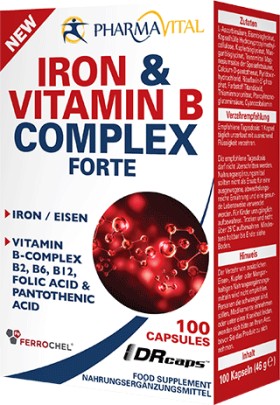 PharmaVital Iron & Vitamin B Complex Forte x 100 Capsules