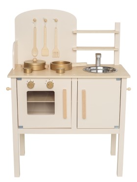 Jabadabado Wooden Kitchen with Pan & Pot Creme