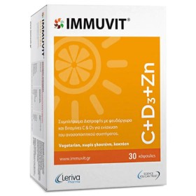 Immuvit Vitamin C+D3+ZN 30 Capsules