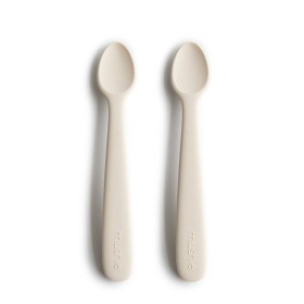 Mushie Silicone Feeding Spoons Ivory 2s