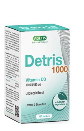 Agetis Detris Vitamin D3 1000iu (25MCG) x 120 Tablets
