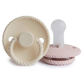 FRIGG ROPE SILICONE PACIFIER CREAM/BLUSH 6-18m 2s