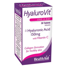 Health Aid HyaluroVit x 30 Veg Tablets - Hyaluronic Acid 150mg With Vitamin C - Support For Healthy Skin & Joints