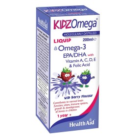 Health Aid Kidz Omega-3, ΩΜΕΓΑ-3 ΜΕ ΒΙΤΑΜΙΝΕΣ A,C,D,E & ΦΟΛΛΙΚΟ ΟΞΥ 200ΜΛ