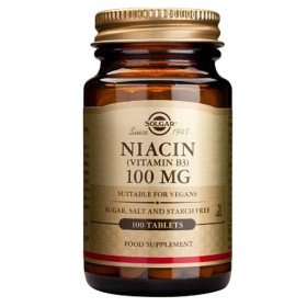 Solgar Niacin (Vitamin B3) 100mg x 100 Tablets - For Cardiovascular & Energy Metabolism Support
