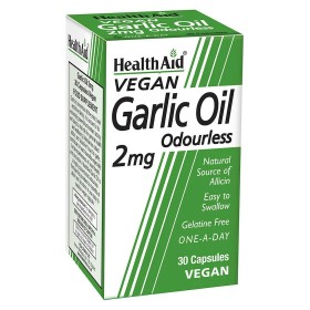 Health Aid Garlic Oil, ΑΟΣΜΟ ΣΚΟΡΔΟ 2MG. ΓΙΑ ΤΗΝ ΚΑΛΗ ΛΕΙΤΟΥΡΓΙΑ ΤΟΥ ΚΑΡΔΙΑΓΓΕΙΑΚΟΥ, ΧΟΛΗΣΤΕΡΟΛΗΣ ΚΑΙ ΚΥΚΛΟΦΟΡΙΚΟΥ 30ΚΑΨΟΥΛΕΣ