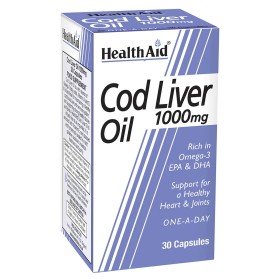 Health Aid Cod Liver Oil 1000mg, ΜΟΥΡΟΥΝΕΛΑΙΟ. ΓΙΑ ΤΗΝ ΚΑΛΗ ΛΕΙΤΟΥΡΓΙΑ ΤΗΣ ΚΑΡΔΙΑΣ& ΟΣΤΩΝ 30ΚΑΨΟΥΛΕΣ