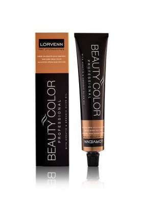 LORVENN BEAUTY COLOR No 6.41 - DARK BLOND COPPER ASH. PERMANENT HAIR COLOR. NEW AUTO PROTECTIVE FORMULA WITH KERATIN & ORGANIC OLIVE OIL 70ML