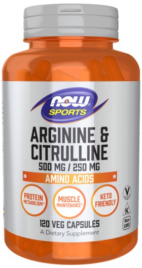 Now Arginine & Citrulline 500mg 120 Vegetable Capsules