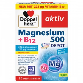 DOPPELHERZ MAGNESIUM+B12 500mg 30s