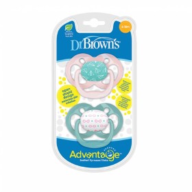 DR. BROWNS ADVANTAGE SILICONE PACIFIER 6-18m 2s GIRL