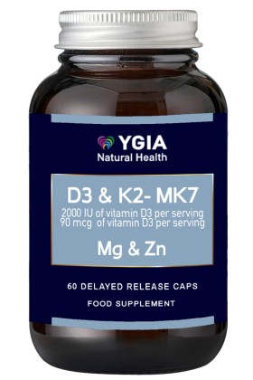 Ygia D3 2000iu & K2-MK7 90mcg, Mg & Zn 60 Capsules