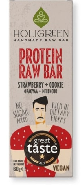 Holigreen Protein Strawberry & Cookie Raw Bar x 60g