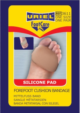 Uriel Foot Care 100% Silicone Inside Forefoot Cushion Bandage 3611 One Pair