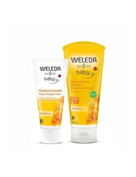 Weleda Baby Calendula Body Wash Shampoo 200ml + Nappy Change Cream ...