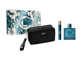 Versace Eros Pour Homme EDP 100ml + EDP 10ml + Man Bag Gift Set Xma...