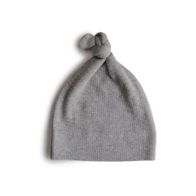 Mushie Ribbed Knotted Baby Beanie Gray Melagne 0-3 months