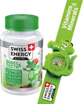 Swiss Energy Bones & Teeth Vitamins x 60 Gummies With Watch