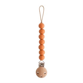 Mushie Pacifier Clip Halo Clementine
