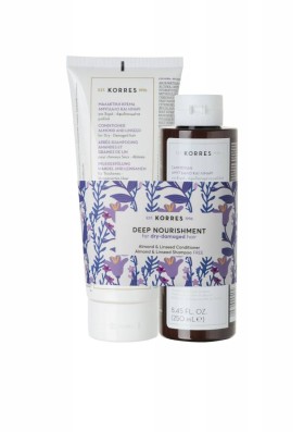 KORRES DEEP NOURISHMENT FOR DRY-DAMAGED HAIR ALMOND & LINSEED CONDITIONER 200ML & FREE ALMOND & LINSEED SHAMPOO 250ML