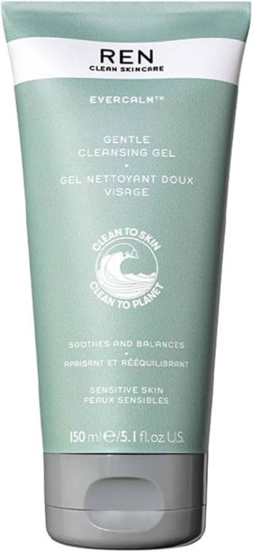 REN CLEAN SKINCARE EVERCALM GENTLE CLEANSING GEL. REFRESHING, COMFORTING GEL CLEANSER FOR SENSITIVE SKIN 150ML