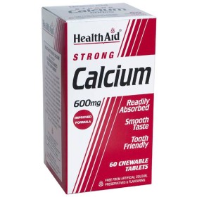 HEALTH AID STRONG CALCIUM 600MG , SUPPORTS THE HEALTH OF BONES& TEETH 60 CHEWABLE TABLETS