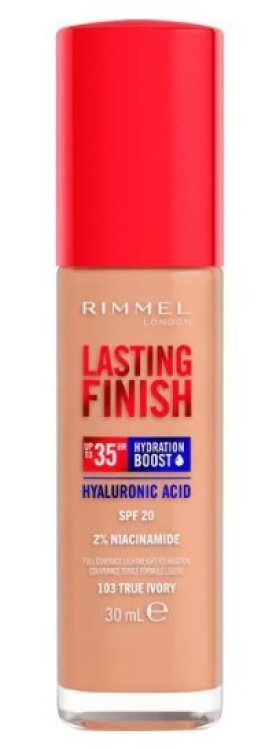 Rimmel Lasting Finish Up To 35h Hydration Boost Foundation 103 True Ivory 30ml