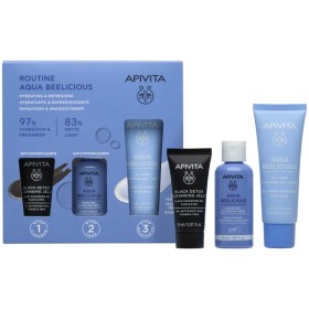 Apivita Promo Set Aqua Beelicious Hydration & Revitalization - Aqua Beelicious Hydrating Gel-Cream Light Texture Moisturizing Cream 40ml & Gift Aqua Beelicious Moisturizing Toner 50ml & Black Dettox Cleansing Gel 15ml