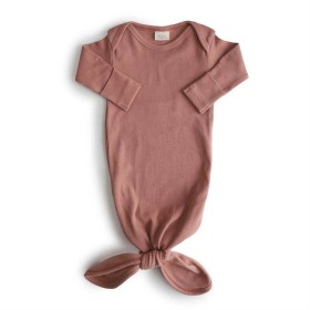 Mushie Ribbed Knotted Baby Gown Cedar 0-3m