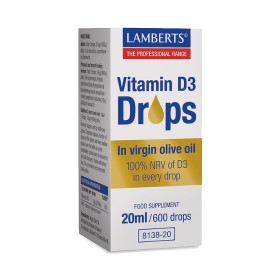 Lamberts Vitamin D3, ΒΙΤΑΜΙΝ D3 ΠΟΣΙΜΕΣ ΣΤΑΓΟΝΕΣ ΔΙΑΛΥΜΕΝΕΣ ΣΕ ΕΞΑΙΡΕΤΙΚΑ ΠΑΡΘΕΝΟ ΕΛΑΙΟΛΑΔΟ 200ΜΛ