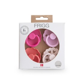 FRIGG Round Silicone Pacifiers Rosy Romance Size 2 6-18 months 4s