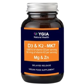Ygia D3 1000iu & K2-MK7 50mcg, Mg & Zn, 60 Capsules