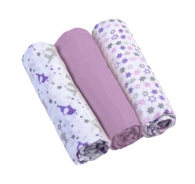 Babyono Super Soft Muslin Diapers 70x70 cm Purple 3s