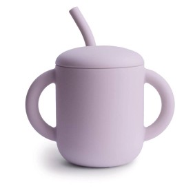 MUSHIE SILICONE TRAINING CUP + STRAW SOFT LILAC