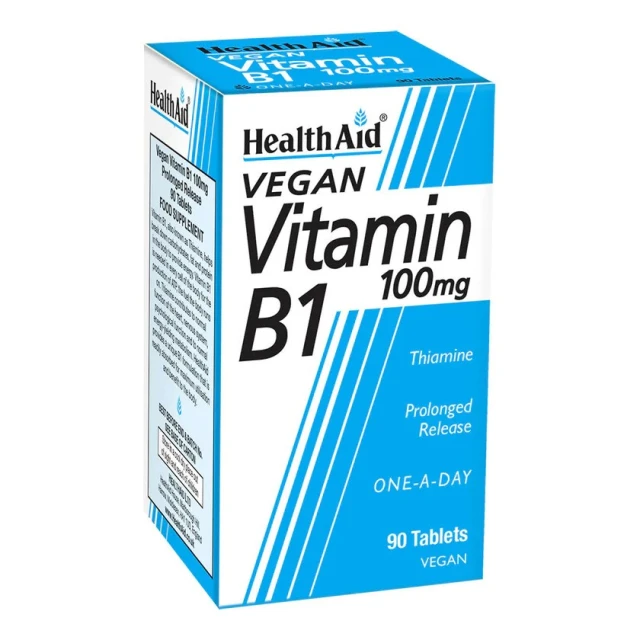 Health Aid Vitamin B1 Thiamine 100mg x 90 Veg Tablets Provides