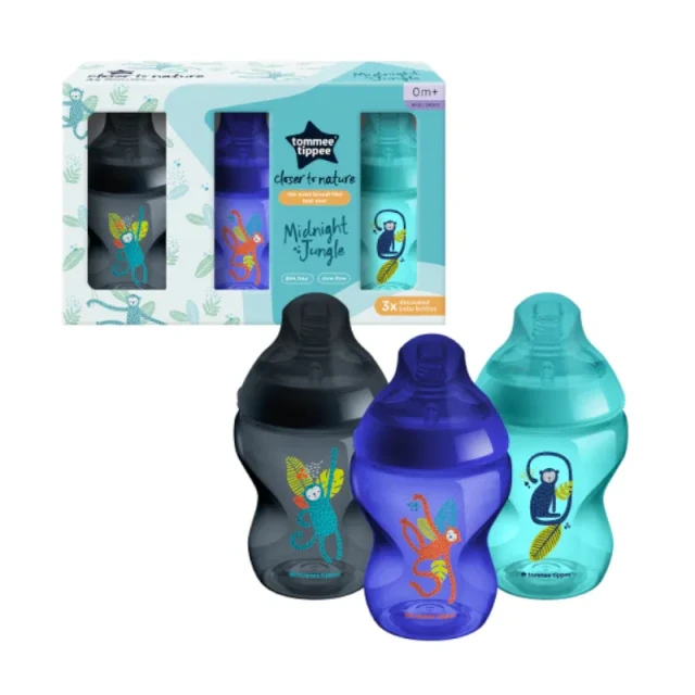 Tommee Tippee Closer to Nature Baby Bottle 260ml with a Slow Flow  Anti-Colic Tea, Baby Bottles