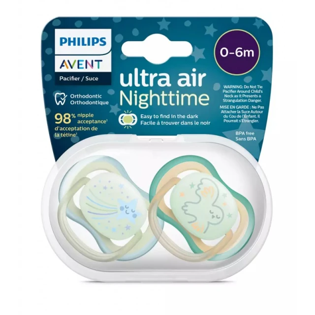 Sucette Philips Avent Ultra Air – 6-18 Mois – Orthodontique, Silicone Souple, Sans BPA – Lot De 4