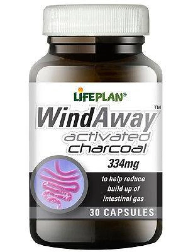 LIFEPLAN WINDAWAY ACTIVATED CHARCOAL 334mg 30 CAPSULES Epharmadora