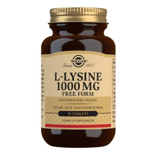 Solgar L Lysine 1000mg x 50 Tablets Supports The Skin Tissue