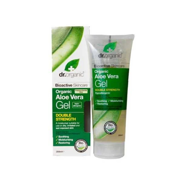 DR.ORGANIC ALOE VERA GEL DOUBLE STRENGTH. MOISTURIZING SOOTHING