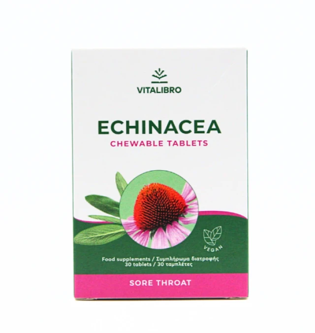 Vitalibro Echinacea Sore Throat x 30 Chewable Tablets Epharmadora